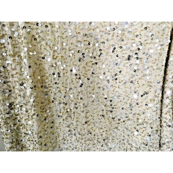 Aidan Mattox Dress Women 4 gold Beaded Sequin Mini Embellished Cold Shoulder - Picture 2 of 16